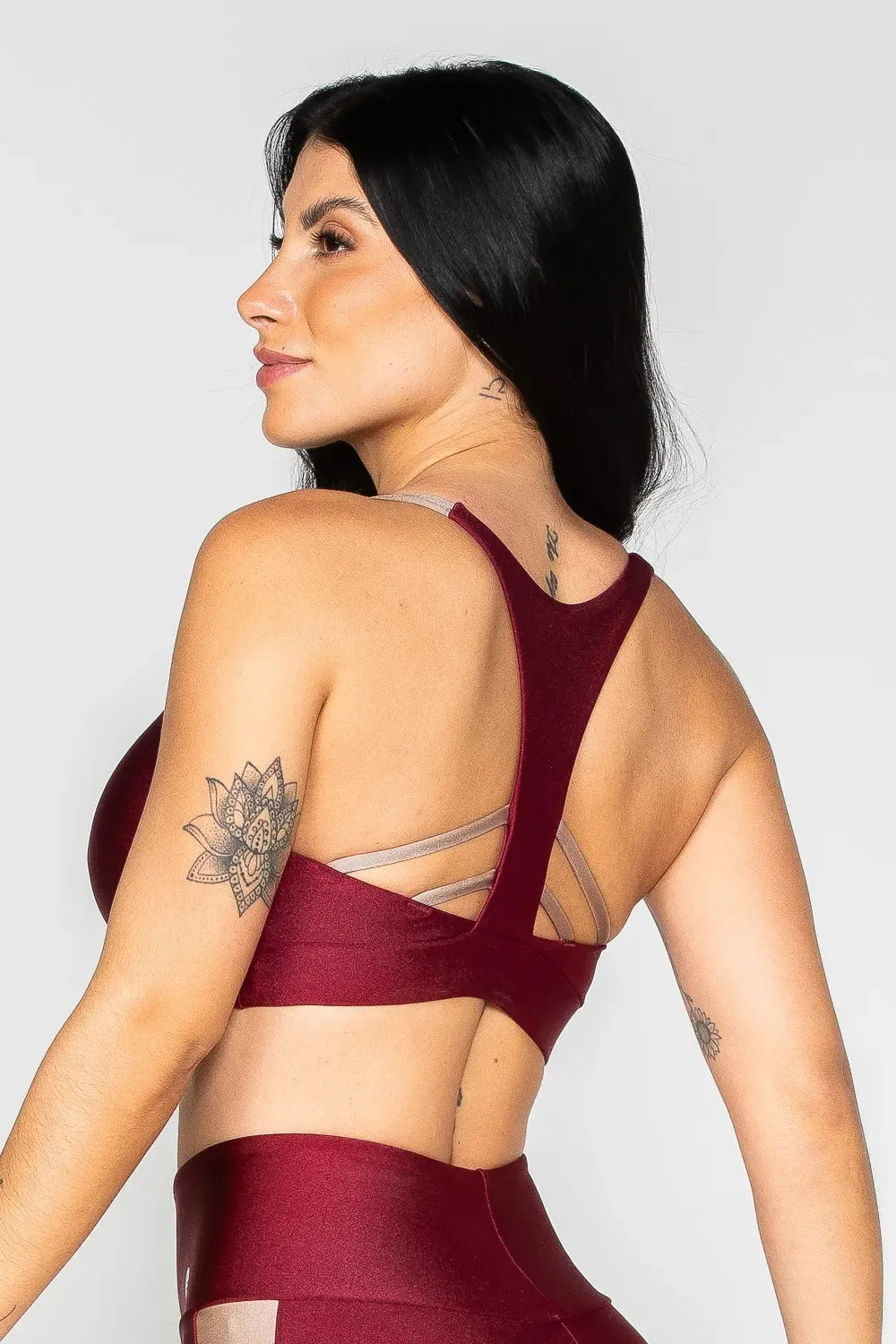 Top Desportivo cereja franzido com alças nudes ♡Ref.: 963