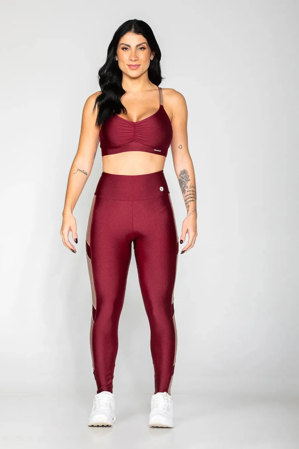 Top Desportivo cereja franzido com alças nudes ♡Ref.: 963