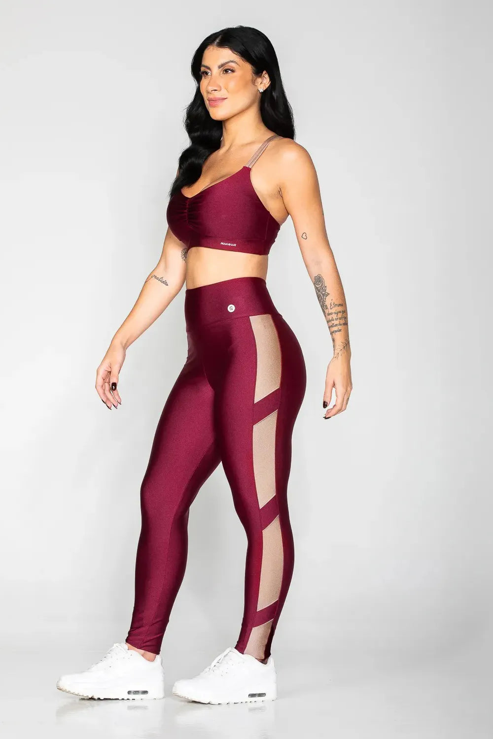 Top Desportivo cereja franzido com alças nudes ♡Ref.: 963
