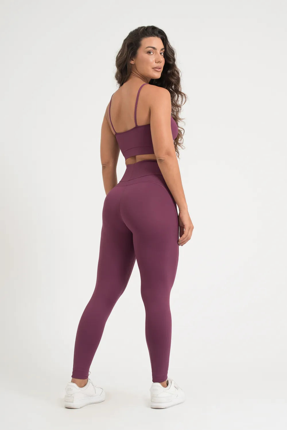Calça legging poliamida confort uva com detalhe pespontado ♡Ref.: 208