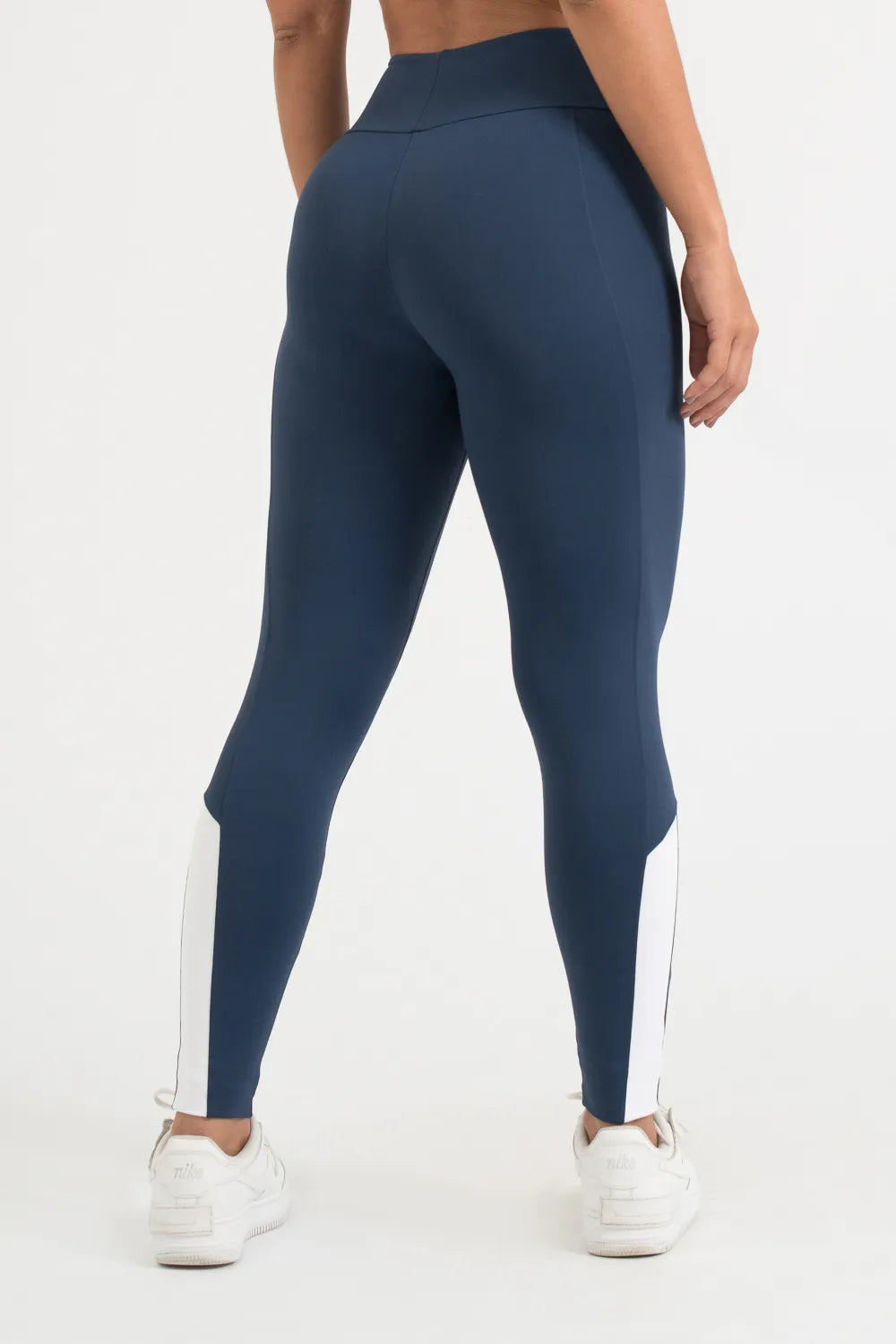 Calça legging poliamida confort azul marinho com recorte branco ♡Ref.: 214