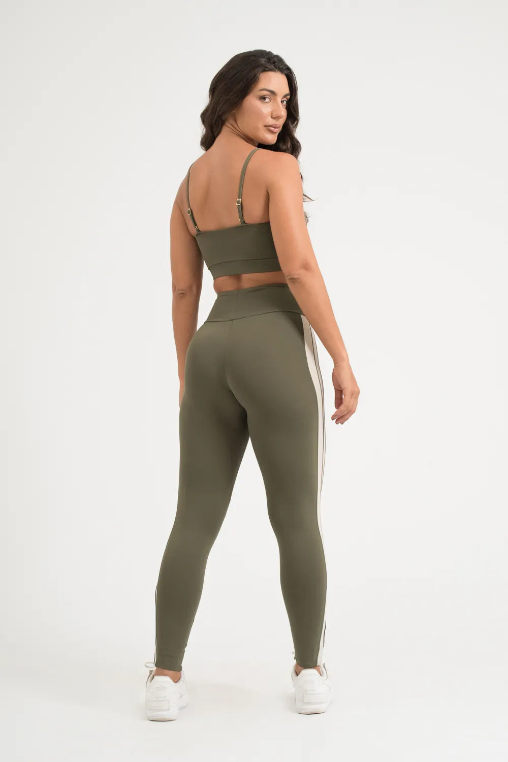 Calça legging confort verde oliva com detalhe lateral gelo ♡Ref.: 217