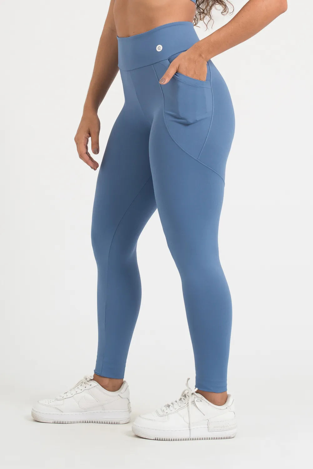 Calça legging poliamida confort azul sereno com bolso unilateral ♡Ref.: 224