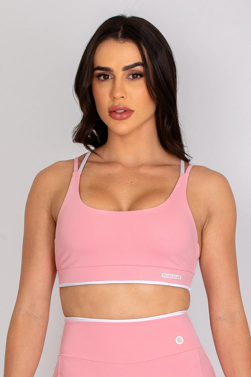 Top camiseta poliamida Adaptiv rosa bebê com alça dupla ♡Ref.: 238