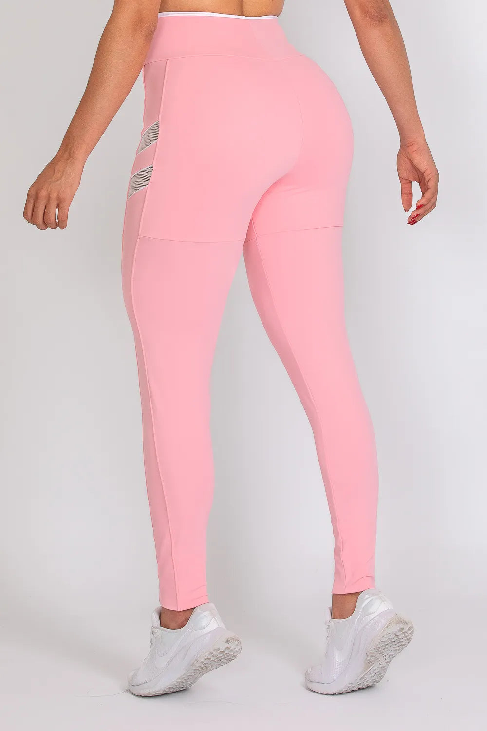 Calça legging poliamida Adaptiv rosa bebê com tela branca ♡Ref.: 239
