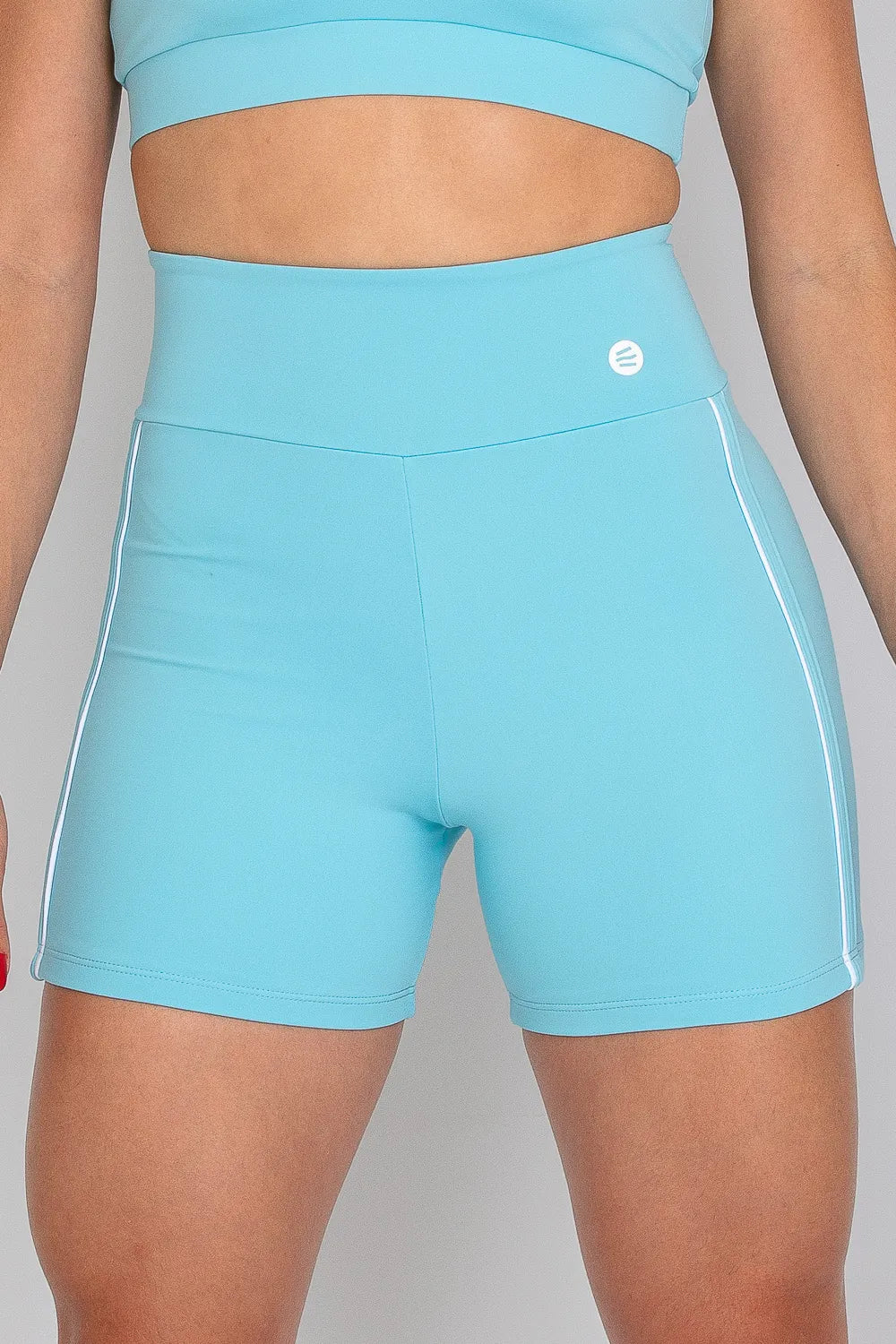 Short poliamida Adaptiv azul pastel com detalhe branco ♡Ref.: 248