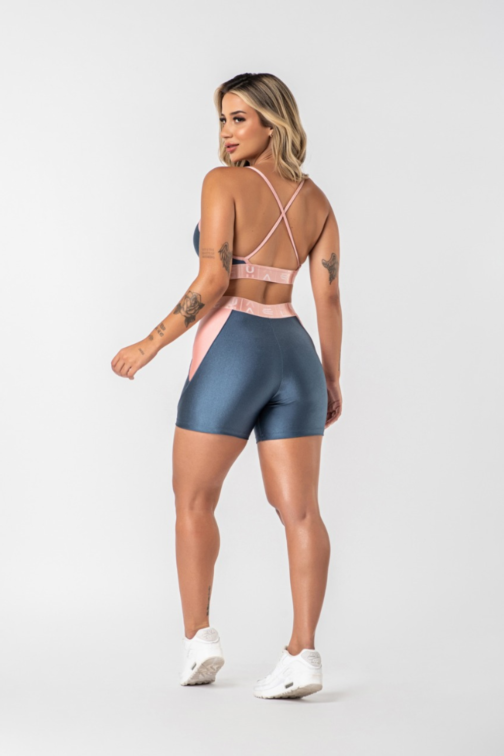 Short poliamida azul porcelana com elástico ♡Ref.: 832