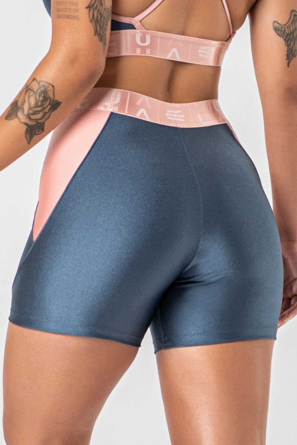 Short poliamida azul porcelana com elástico ♡Ref.: 832