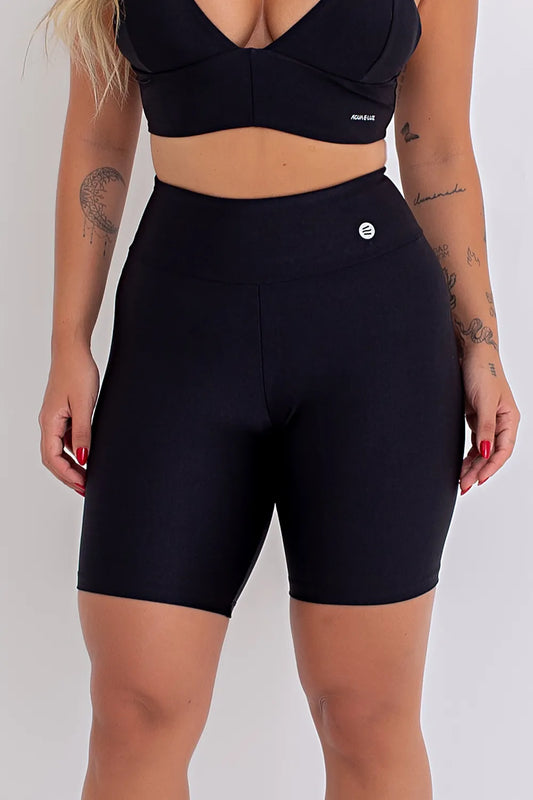 Bermuda ciclismo poliamida preta feminina ♡Ref.: 383