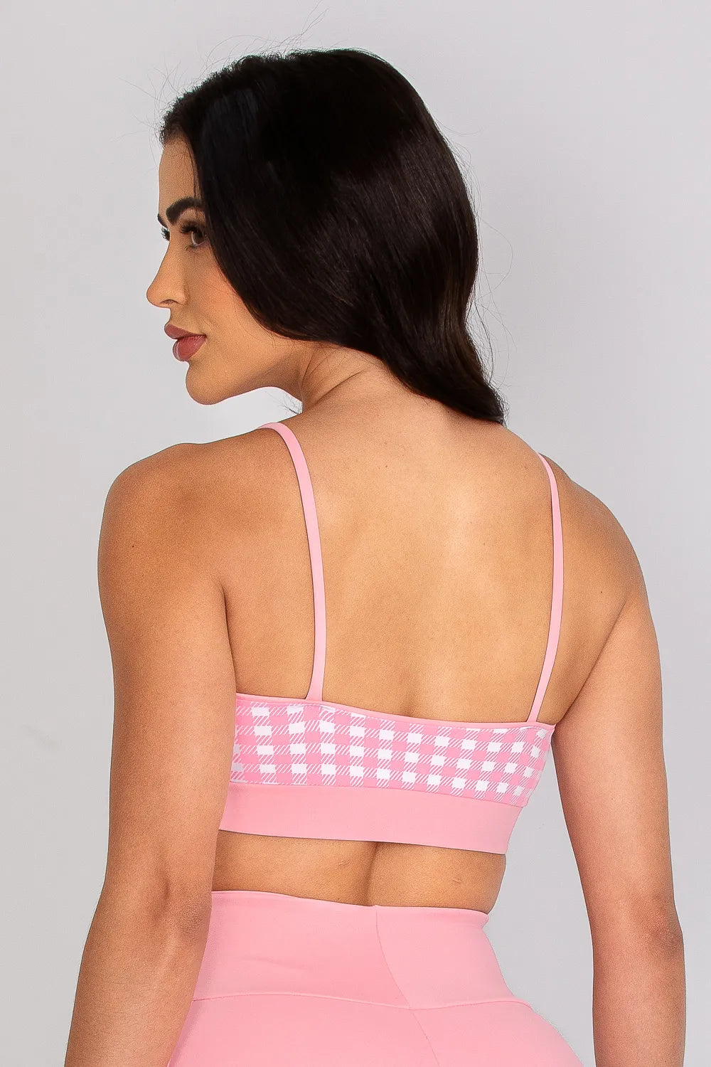 Top franzido poliamida Adaptiv rosa bebê xadrez ♡Ref.: 241