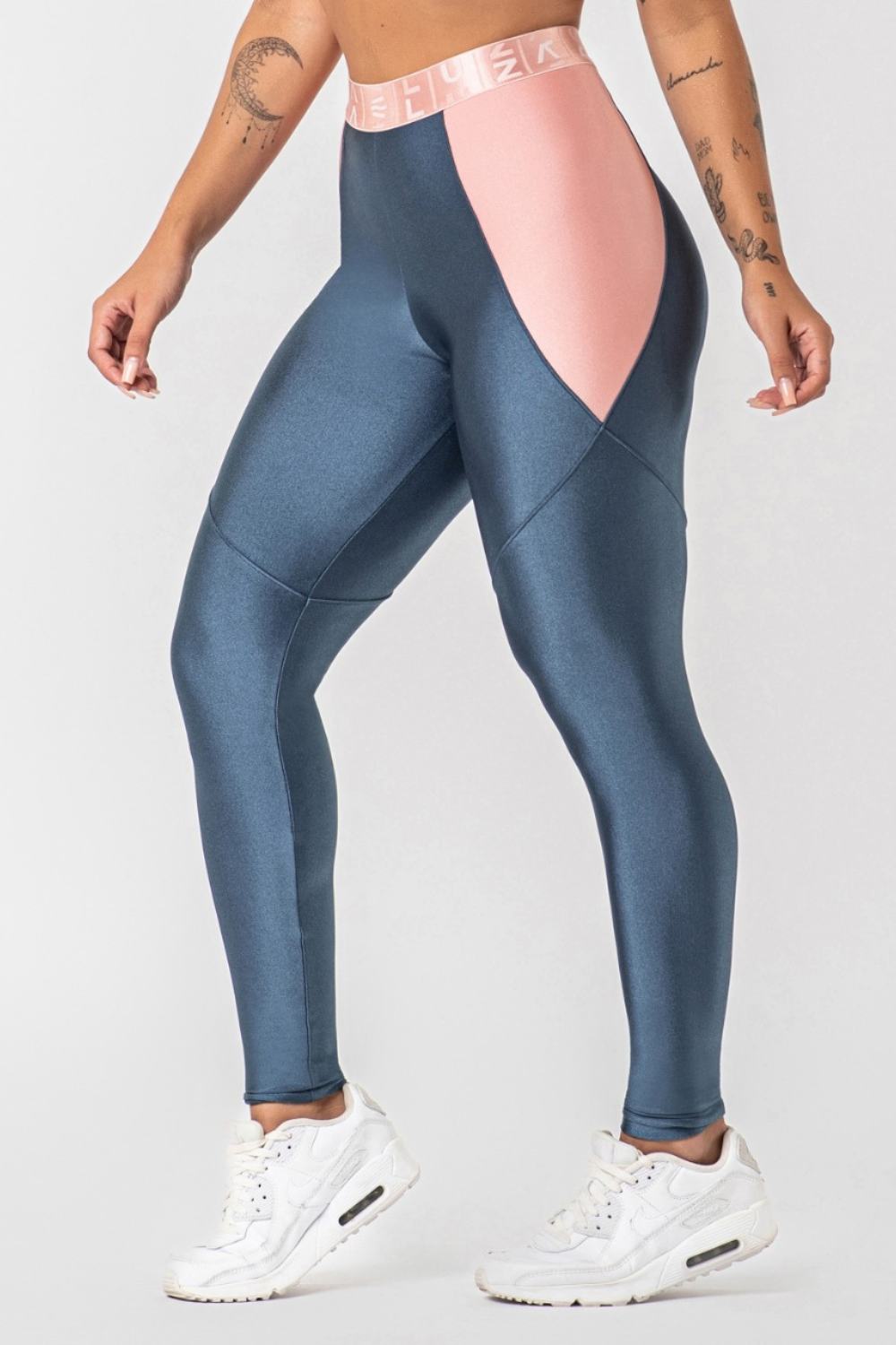 Calça legging poliamida azul porcelana com elástico ♡Ref.: 831