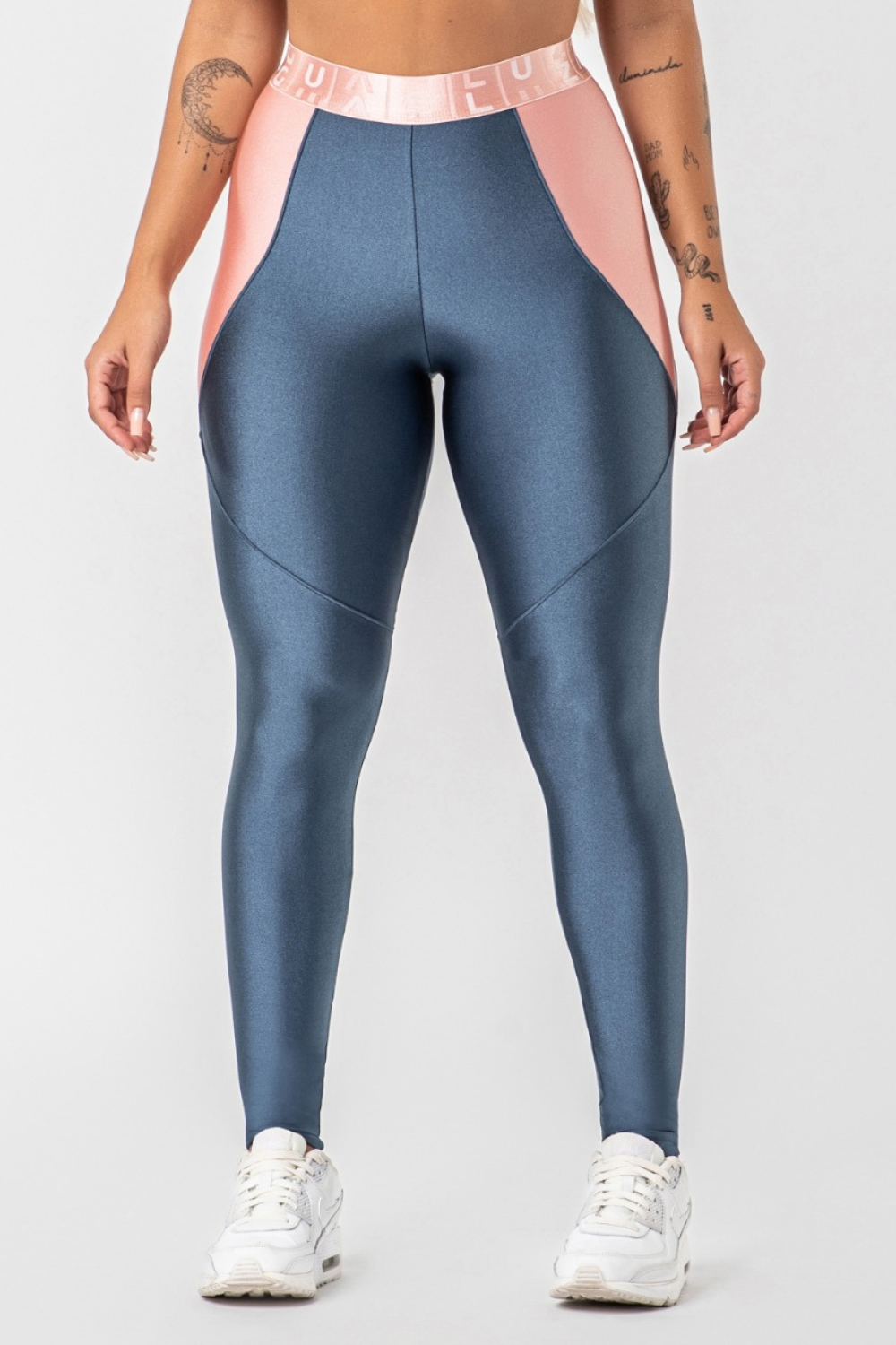 Calça legging poliamida azul porcelana com elástico ♡Ref.: 831